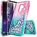 Galaxy S9 Case with Screen Protector (Full Coverage) for Girls Women, NageBee Glitter Liquid Sparkle Bling Floating Waterfall Quicksand Diamond Shockproof Cute Case for Samsung Galaxy S9 -Pink/Aqua