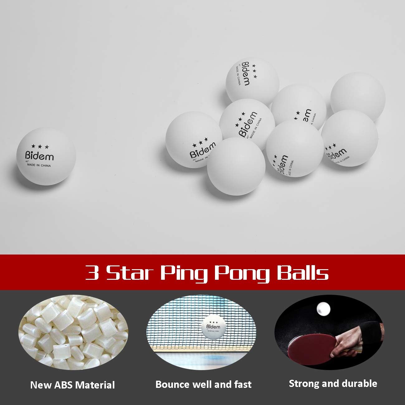 Bidem Ping Pong Balls, Advanced 3-Star Table Tennis Balls, Bulk Ping Pong Balls for Competition and Training, Pack of 60 (White) : Sports & Outdoors