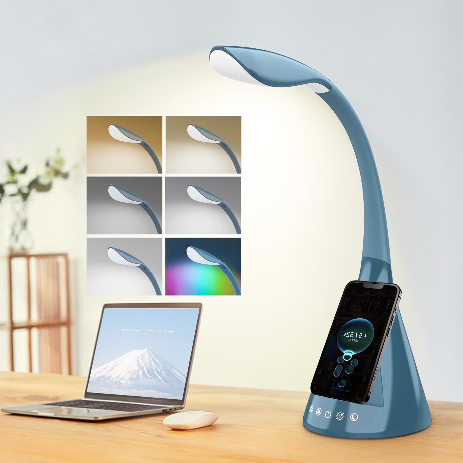 Photo 1 of 50W Ultra-Flexible LED Desk Lamp with 16 Lighting Modes/Adjustable White/Warm/RGB + Sleep Mode Qi Wireless Charging, 24/7 use No overheatin?for Office/Reading/Architect Lamp