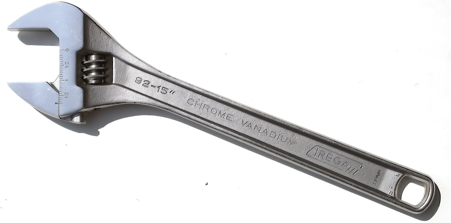 Irega 15" Ergonomic Adjustable Wrench, Triple-Chrome Finish, 92-15