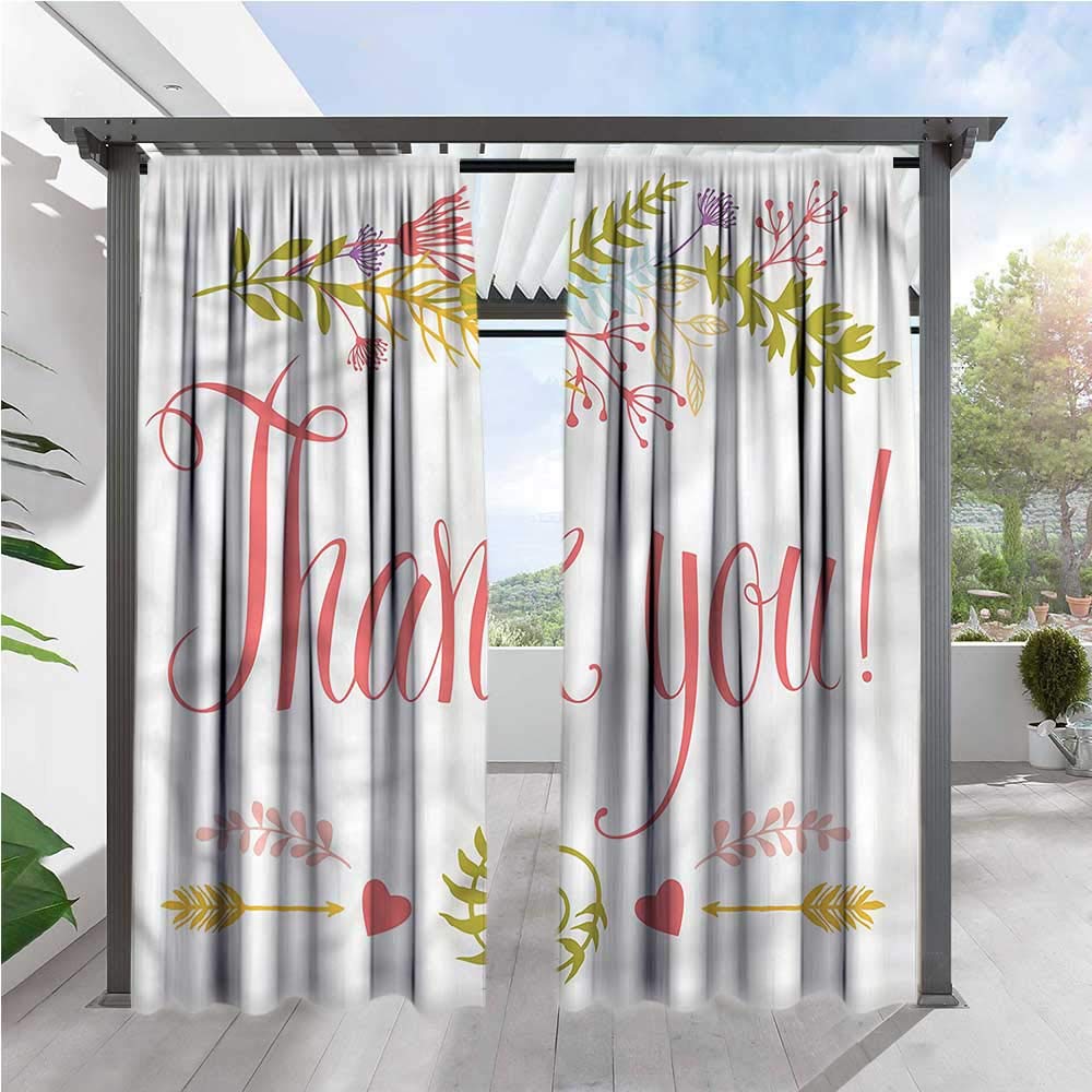 cobeDecor Outdoor Curtain Nature Quote with Flowers Leaf for Lawn & Garden, Water & Wind Proof W72 xL84