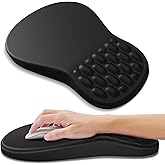 YIWEI Ergonomic Mouse Pad with Wrist Support - Gel Memory Foam Mouse Mat for Computer Keyboard & Laptop - Non-Slip Base, Pain Relief for Home Office & Gaming - Black