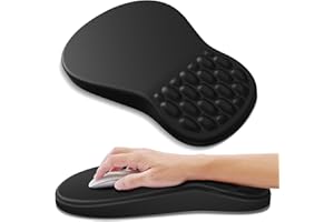 YIWEI Ergonomic Mouse Pad with Wrist Rest Support, Mousepad with Comfortable Memory Foam Wrist Rest and Non-Slip PU Base for Pain Relief, Computer, Laptop, Office, Home (Black)