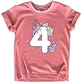 Unicorn 4th Birthday Shirts for Toddler Girls Outfit 4 Year Old Fourth Four Shirt