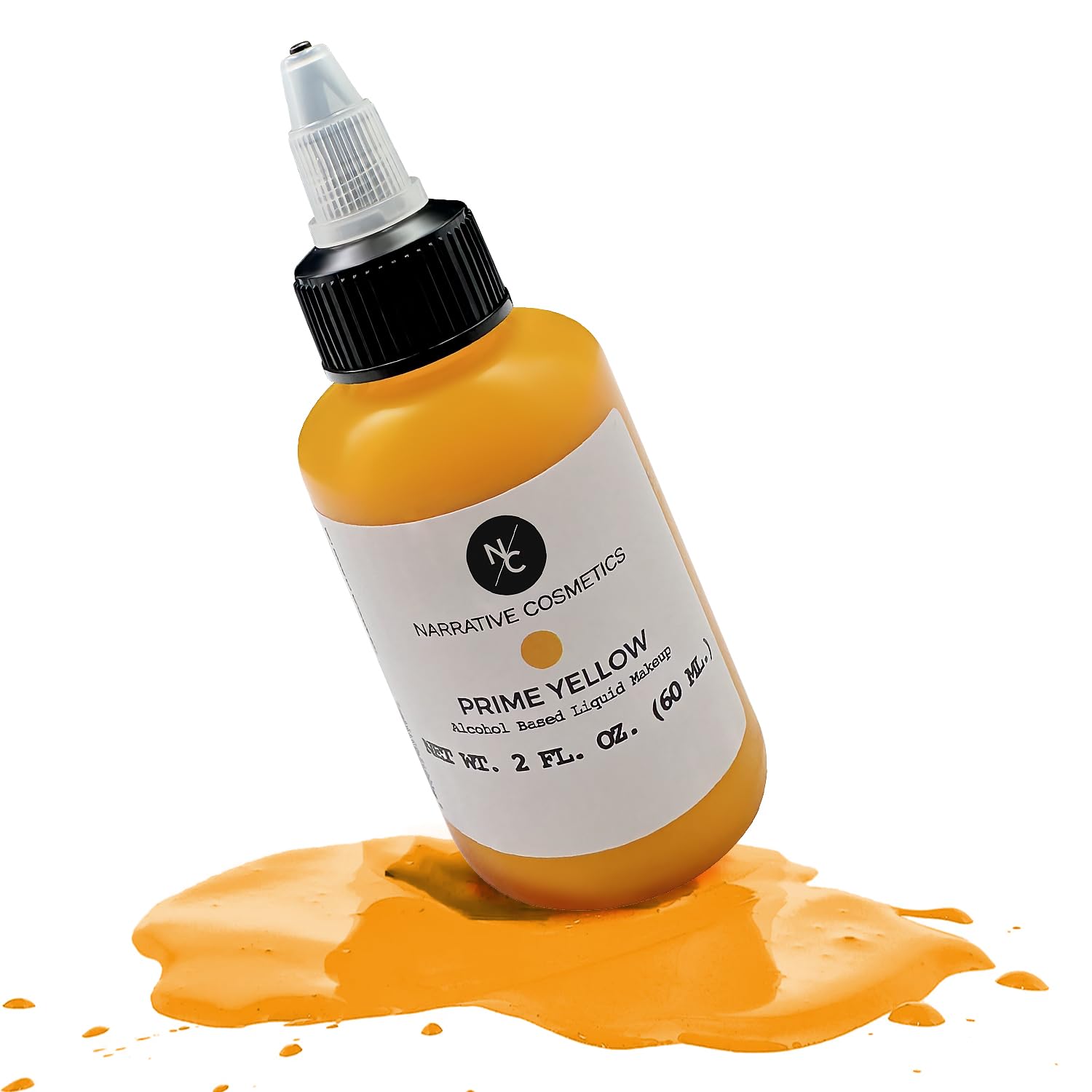 Narrative Cosmetics FX Alcohol Airbrush Paints - 60 ml, Skin Safe, Quick Dry, Waterproof, Sweatproof, Transferproof Liquid Makeup for Bodypainting, Theater, FX Makeup, Film and TV - Prime Yellow โ image 1