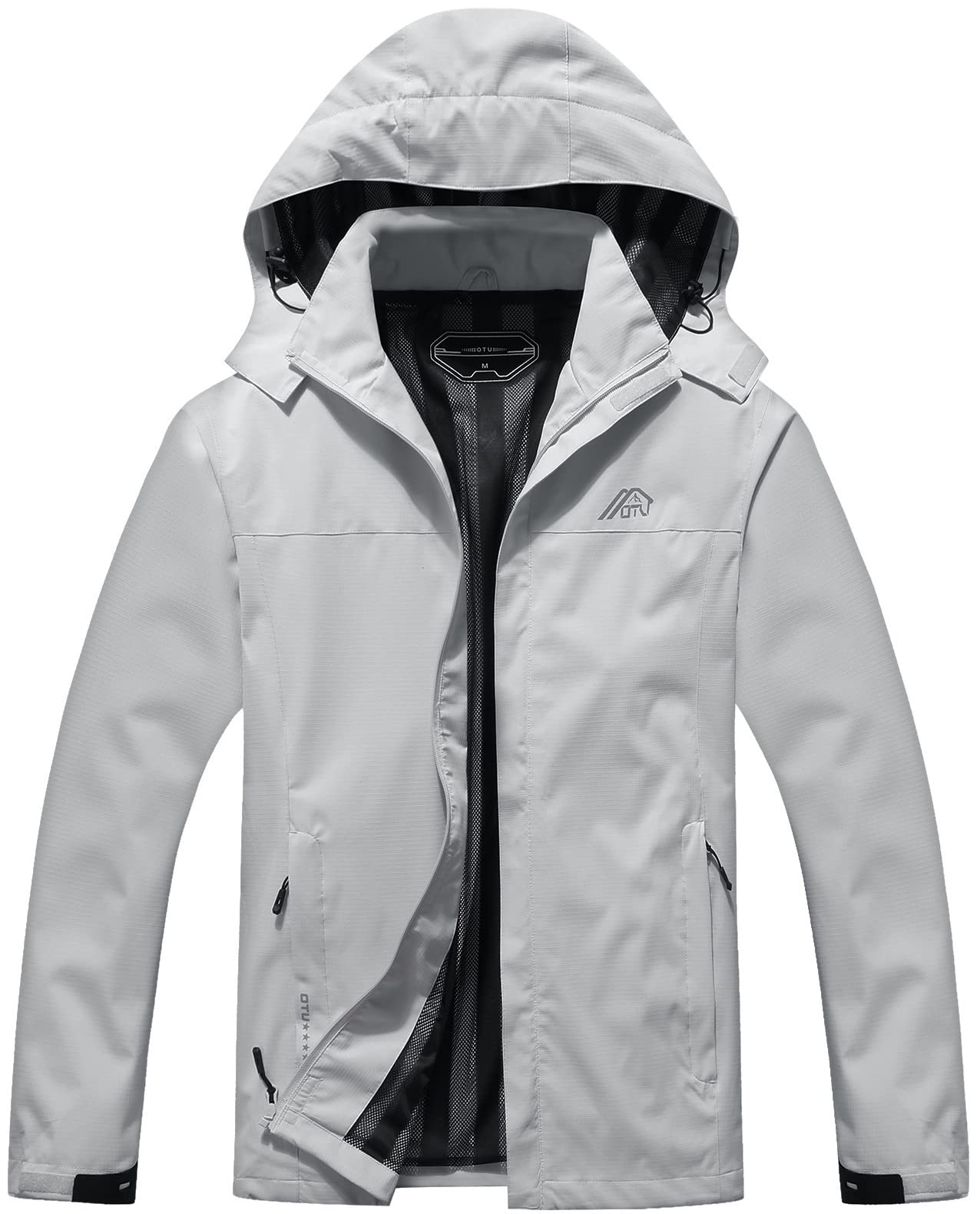 OTU Men's Lightweight Waterproof Hooded Rain Jacket