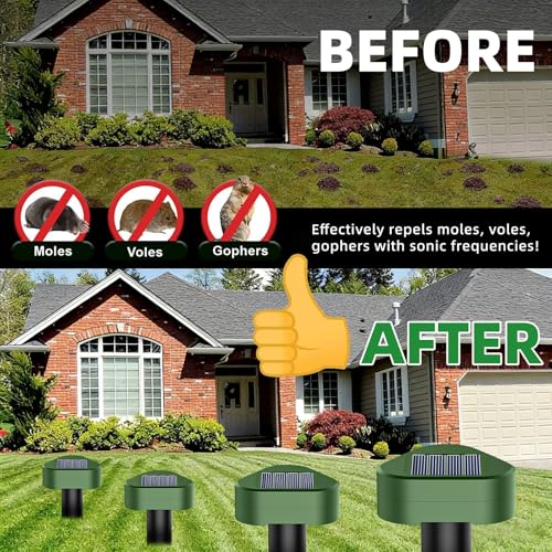 Solar Ultrasónico Ahuyentador de Topos 8 Piezas, Impermeable Repelente para Ratas Ultrasónico Solar Se Utiliza para Repeler Topos, Topillos, Serpientes y Lagartos Protege el Césped y Los Jardines