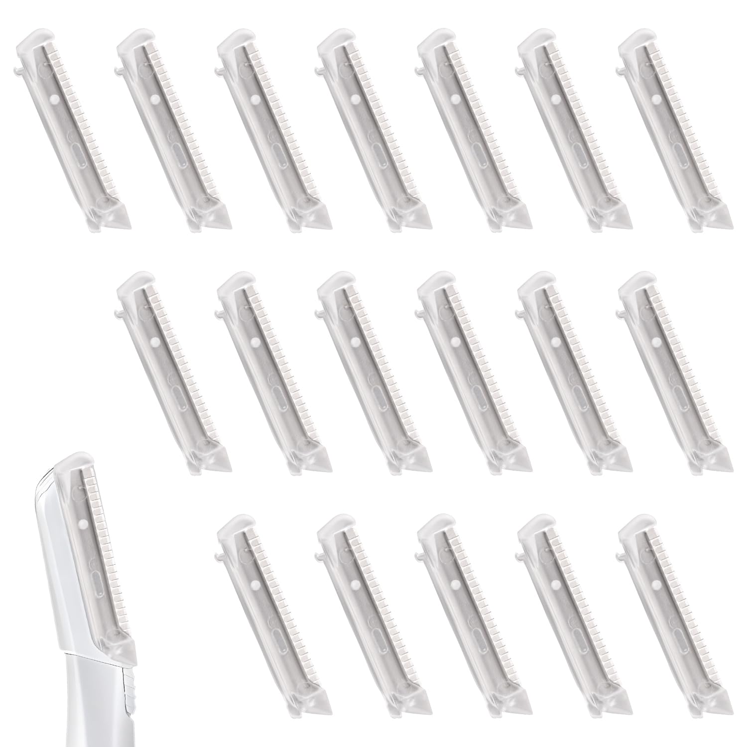 18pcs Replacement Facial Exfoliating Blades, Replacement Eyebrow Blades with Disc Guard Face Remover Hair Heads Replacement for Women Blades Refills Tool for Dermaplane (White)