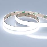 JOYLIT Diffused COB LED Light Strip 24V 6000K Cool White 16.4FT 543LM/FT Super Bright UL Premium Milky White Gel Coated Waterproof LED Tape Spotless 1400LEDs 100W Dimmable CRI 92+