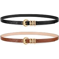 XZQTIVE 3 Pack Women Belts For Jeans Dresses Pants Ladies Leather Waist Belt  with Gold Buckle at Amazon Women's Clothing store