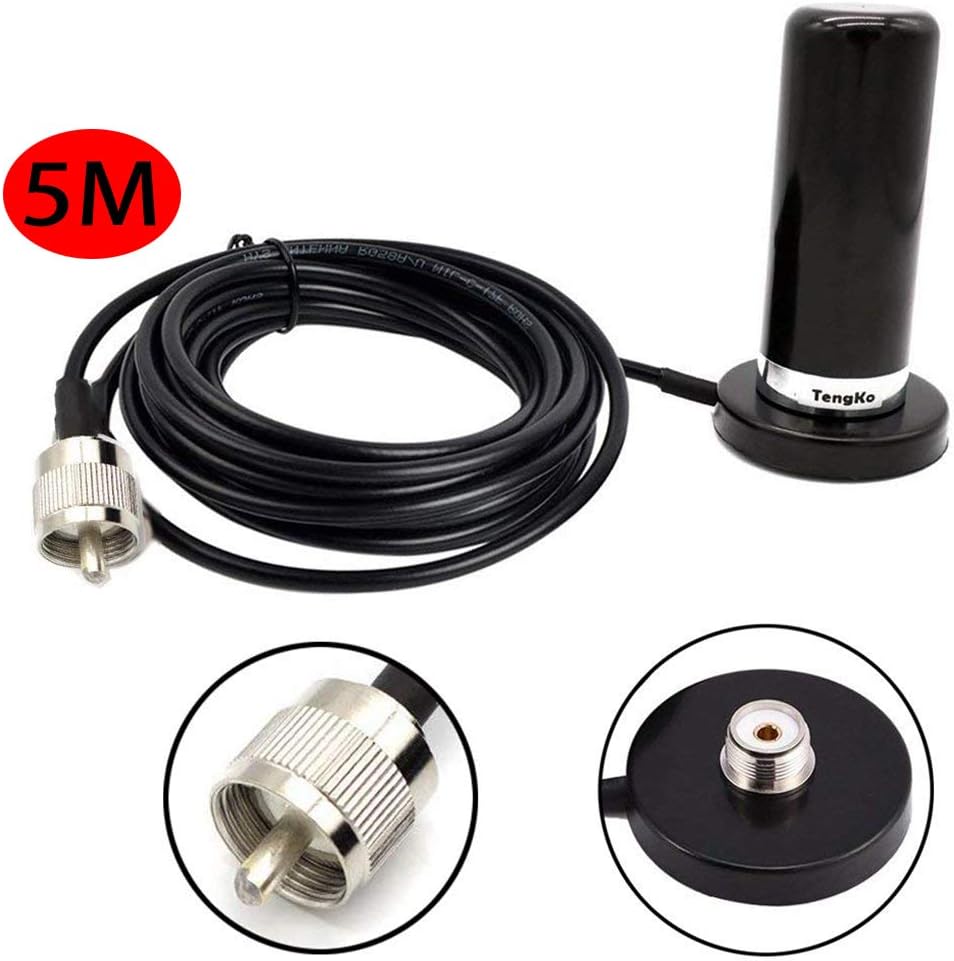 HH-N2RS Dual Band Antenna UHF VHF 400-470 136-174MHZ and SO239 Mount Magnetic Base UHF PL-259 Antenna Cable Roof or Trunk for Mobile Radios PL259 Connector