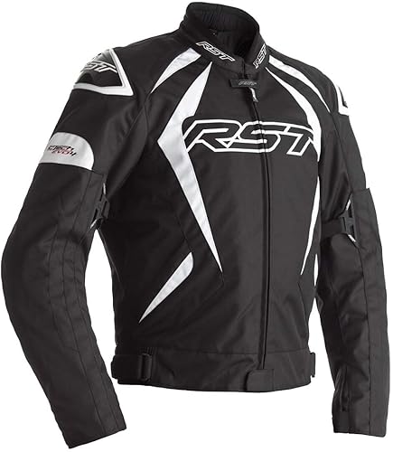 RST Tractech Evo CE Mens Black White Textile Motorcycle Jacket
