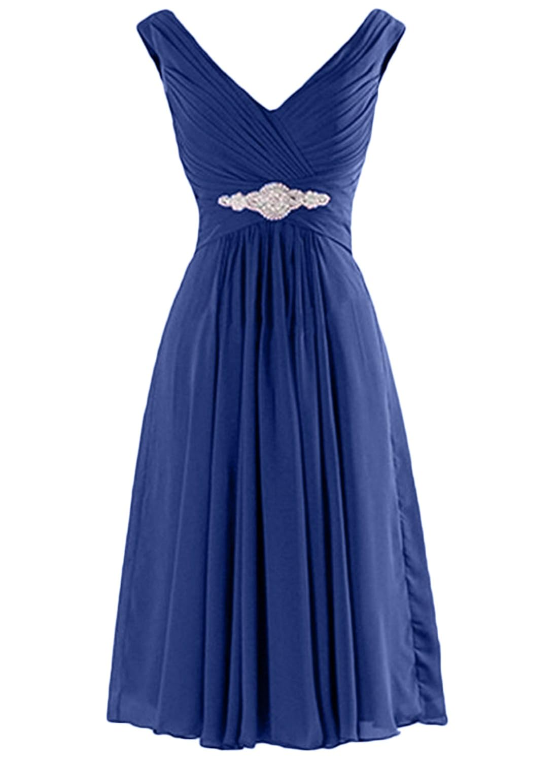 Azbro Women's V Neck Sleeveless Pleated Cocktail Dress