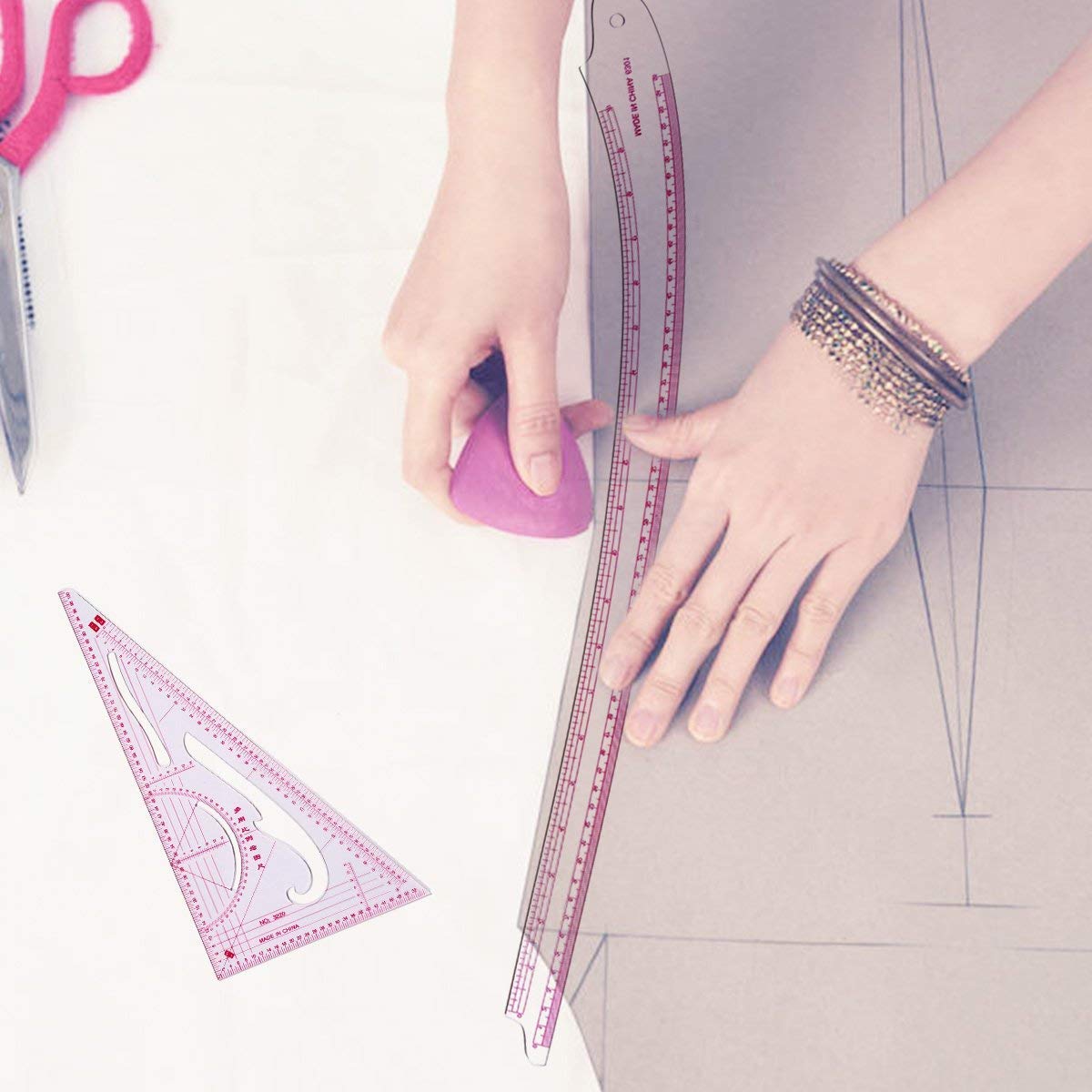 XIEHAIGE DIY Clothing Measuring Ruler, 10 Stlye Plastic Fashion Ruler