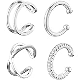 SEVENWELL 14K Gold Ear Cuff No Piercing Adjustable Cartilage Earrings 925 Sterling Silver Ear Clip Fake Earrings