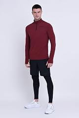 TCA Fusion Long Sleeve Running Top Men 1/4 Zip Power Red XXL view 5