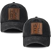 2 PCS Hubby and Wifey Hats for Men Women, Funny Adjustable Embroidered Cotton Couple Baseball Cap