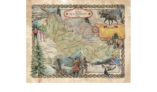 174 Ski Runs Big Sky Mountain Resort Montana Vintage Historic Antique Map Poster Print Amazon Ca Home Kitchen
