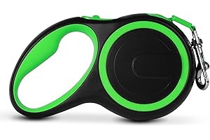 QUICDEER Retractable Dog Leash, Retractable Dog Leash for Small Dogs with Durable Webbing, 44lbs Capacity, ABS Material, 360° Tangle-Free, 16ft Length, Green