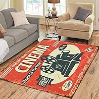 Pinbeam Area Rug Movie Retro Cinema Film Vintage Camera Old Projector Home Decor Floor Rug 5