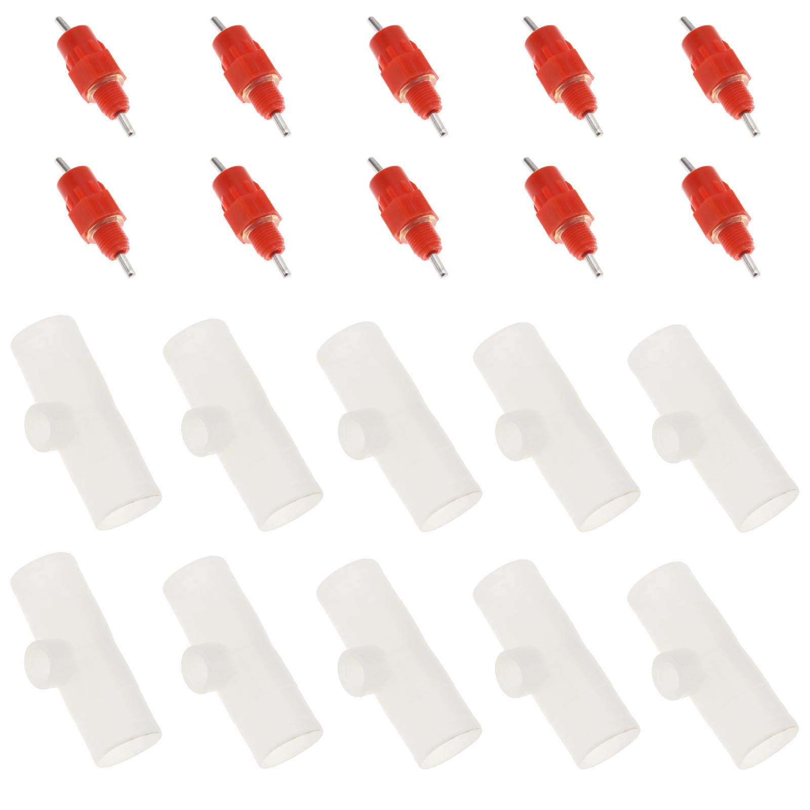 Create idea 10pcs Chicken Automatic Poultry Water Drinking Nipple and 10pcs PVC Tee Fitting Tool for Chicken Geese Broilers Breeders Pullets Ducks and Game Birds