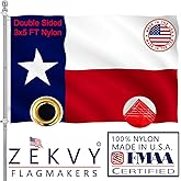 ZEKVY Texas Flag 3x5 Outdoor Made in USA - Double Sided Heavy Duty Nylon Vivid Color Texas State Flag with 2 Brass Grommet