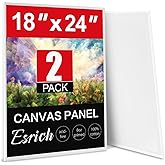 ESRICH Canvas for Painting 18x24 Inch, 2 Pack Canvas Boards for Painting Cotton Primed Acid Free Large Blank Canvases, Canvas Panels for Oil Paint, Watercolor, Acrylic Paint, Gouache and Tempera.