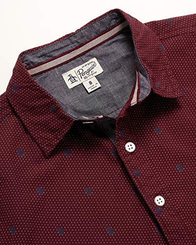 red long sleeve collared shirt