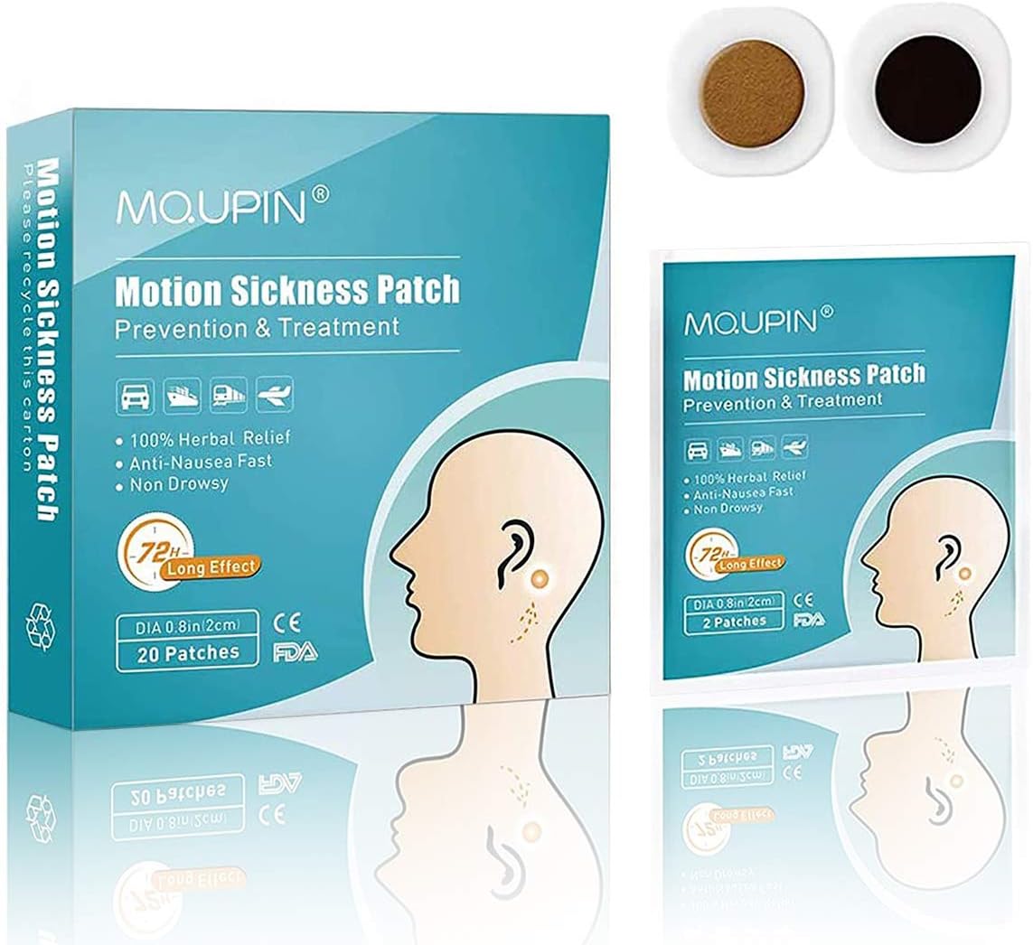 MQUPIN® Motion Sickness Patch Anti-Nausea Relief Vomiting Nausea Dizziness, Sea Sickness Patch 100% Natural Herb Treatment