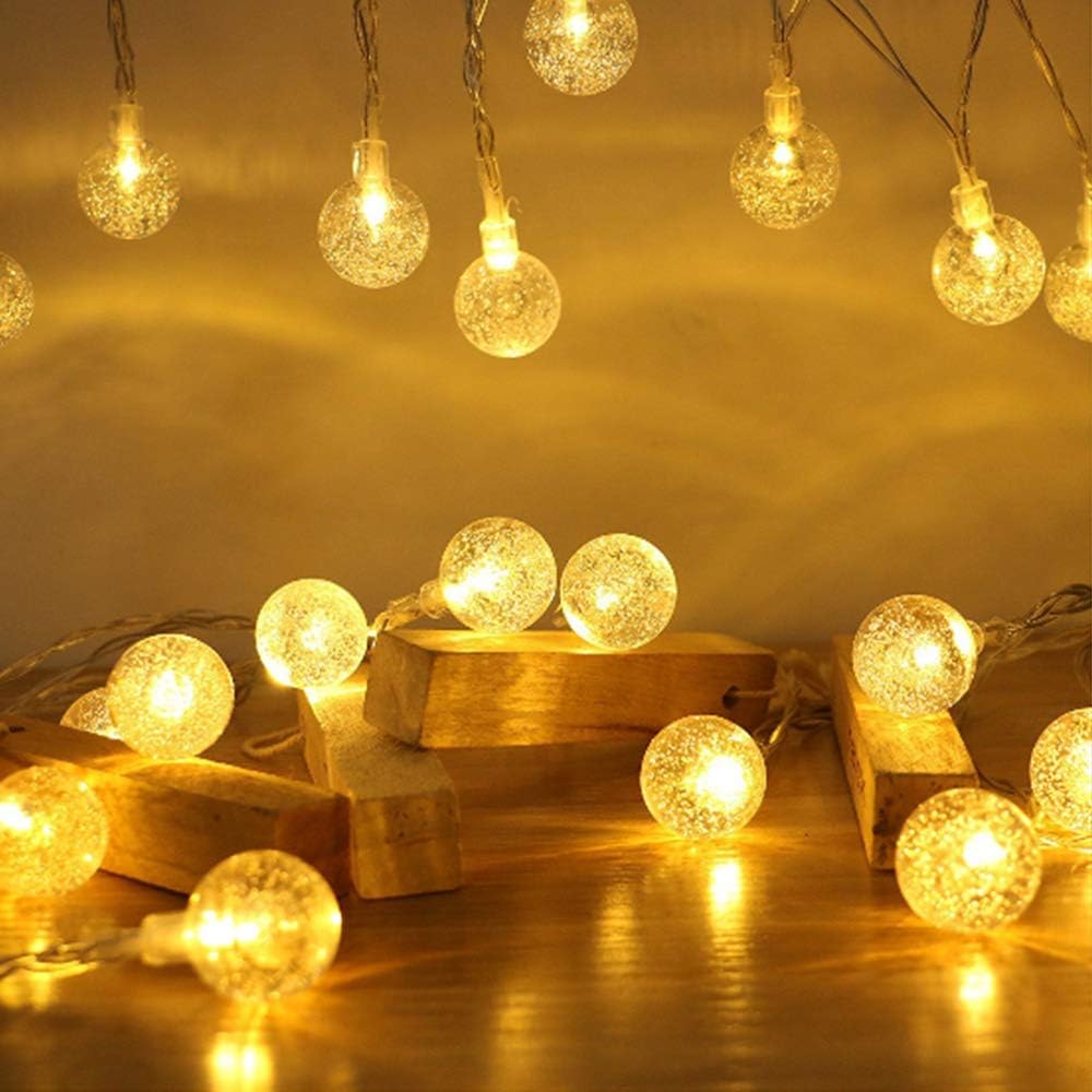 SANKUU Crystal Bubble Ball String Lights, Battery Powered Led Decorative Fairy String Lights, Solar Crystal Globe String Lights for Party 2 Pack (White)