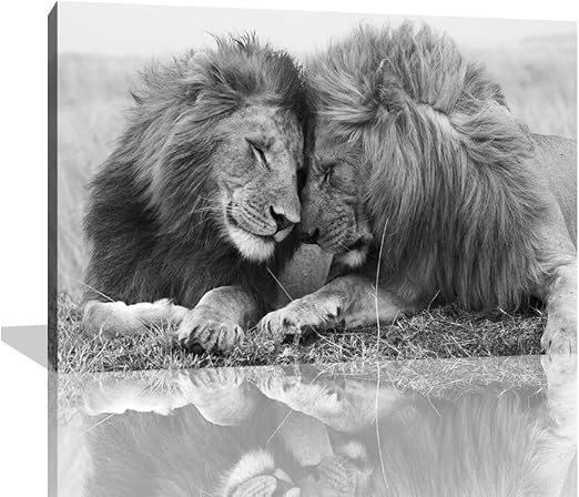 Amazon Com Kalawa Lion And Lioness Wall Decor Painting Pictures