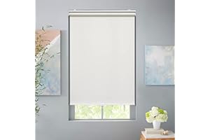 AOSKY Roller Window Shades Blackout Blinds for Windows Cordless Bedroom Shade Room Darkening Shades Door Blinds with Thermal Insulated Easy to Install for Home Office Bathroom W46xL72 Ivory White