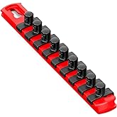 Ernst Manufacturing 8-Inch Socket Organizer with 9 3/8-Inch Twist Lock Clips, Red
