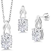 Gem Stone King Gemstone Birthstone Pendant Earrings Jewelry Set for Women | 925 Sterling Silver | Oval 9X7MM | 18 Inch Chain | Jewelry Gifts for Her Mom Wife