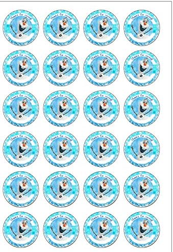 24 Precut Olaf Frozen Thank You for Coming To My Party Edible Wafer Paper Cake Toppers