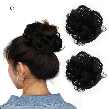 Buy 3nh 1pc Women Messy Bun Hair Scrunchie Wave Hair Chignon Girl