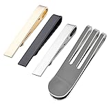 PiercingJ 4pc Herren Accessoires Set 3x Edelstahl Dünn Skinny Krawattenklammern 