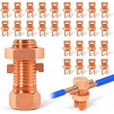 36 PCS Split Bolt Connectors TJ-25 for 4-8 AWG Bare Wire Ground Bonding | Copper-Plated Brass Ground Clamps Connect Multiple Copper Wires Without Crimping for Direct Burial, Grounding and Bonding