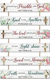 HPNIUB Christian Wall Art Inspirational Bible Verse Wooden Hanging Plaque view 9