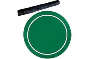 Texas Hold'em Poker Mat - Round Table Layout with Carrying Bag, Casino Felt for Cards, Green, 54"
