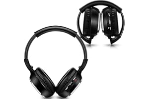 2 Channels IR Foldable Wireless Headphones 2pcs Bundle for Car Headrest DVD, Car Entertainment System, Travel Headphones