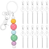 PATIKIL Beadable Keychains, Metal DIY Beaded Keychain Making Kit with Key Rings Blank Chain Bar