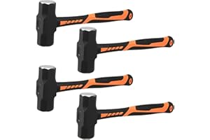 MUKCHAP 4 Pcs 4LB Sledge Hammer, 14.5 Inch Club Hammer with Forged Steel Head and Fiberglass Handle, Drilling Crack Hammer fo