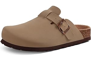 KIDMI Unisex Vegan Suede Clogs Leather Mules Womens Mens Cork Footbed Potato Shoes with Arch Support