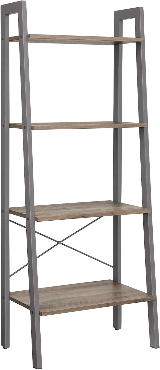 VASAGLE Ladder Shelf, 4Tier Bookshelf, Free Standing Storage Shelves