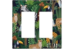 Wpshijia Cartoon Animal Zebra Leopard Giraffe Bird Leaf 2 Gang Rocker Decora Nursery Light Switch Covers Decorative Dual Outlet Covers Wall Plate Electrical Faceplate Switchplate GFCI for Kidroom