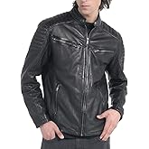 STREGA Men's Quilted Biker Leather Jacket – Moto Style Jacket, Rugged Racer Motorcycle Jacket for Men Premium Fit and Feel.