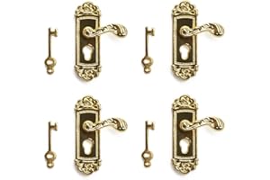 Odoria 1/12 Scale Miniature Door Knob Right Handle 4Pcs Dollhouse Accessories, Gold