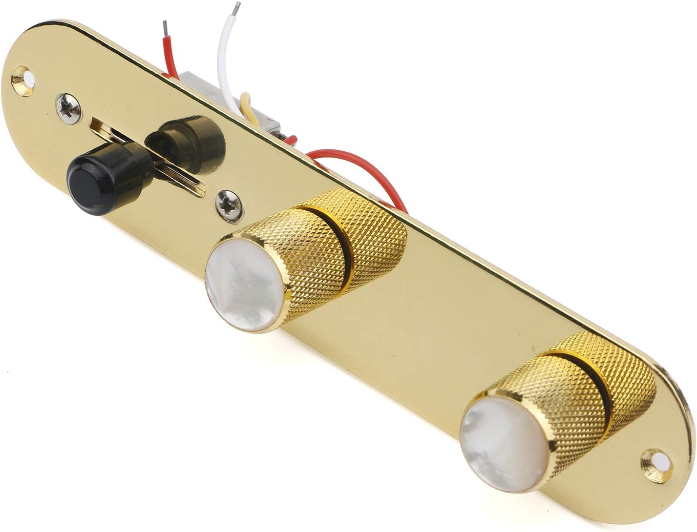 Unxuey Guitar Gold 3 Way Fully Loaded Control Plate Prewired Loaded Switch Wiring Harness Knobs for Fender Tele Telecaster Electric Guitar