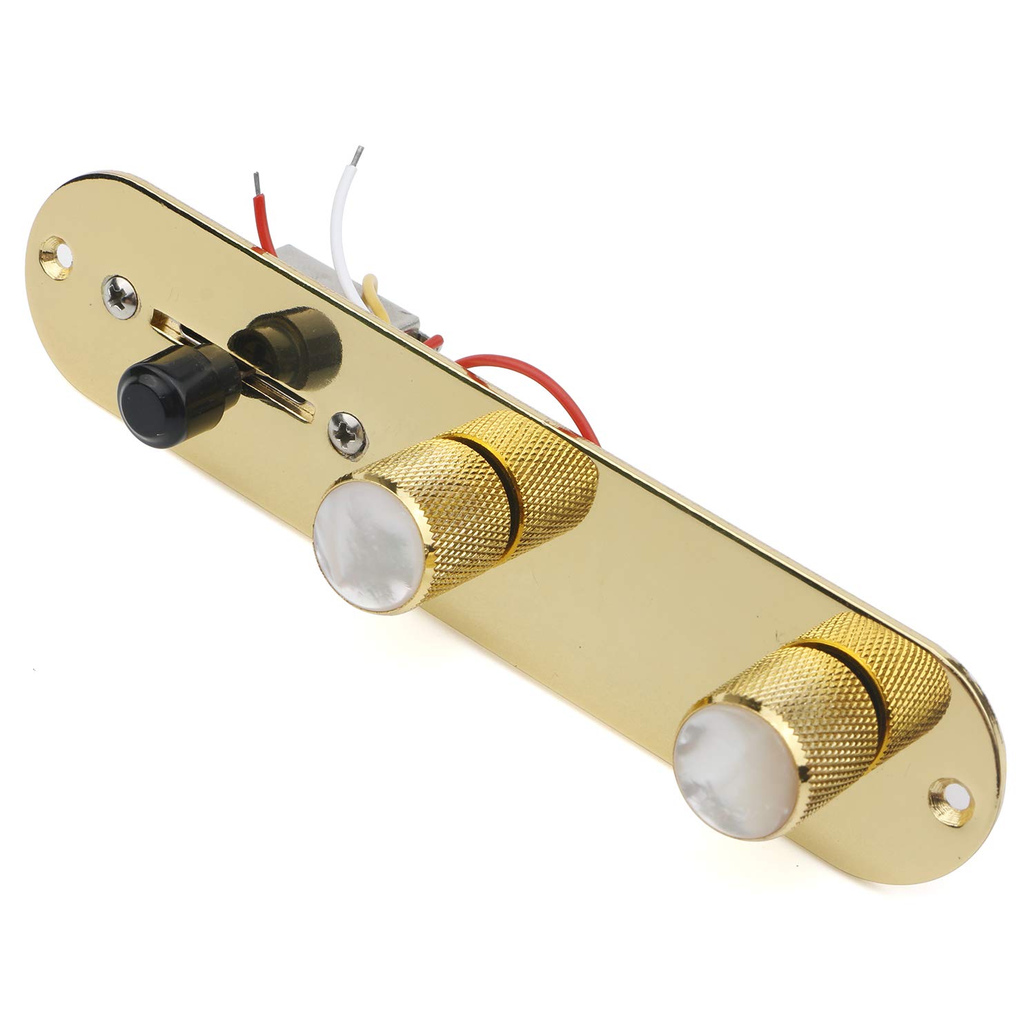 Unxuey Guitar Gold 3 Way Fully Loaded Control Plate Prewired Loaded Switch Wiring Harness Knobs for Fender Tele Telecaster Electric Guitar